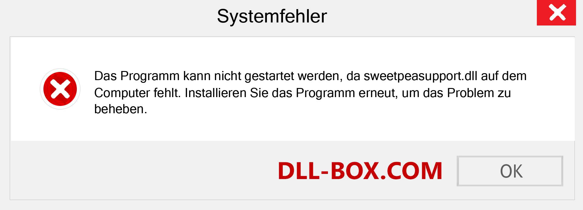 sweetpeasupport.dll-Datei fehlt?. Download für Windows 7, 8, 10 - Fix sweetpeasupport dll Missing Error unter Windows, Fotos, Bildern